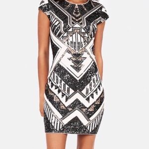 Express Sequin Geometric Art Deco Bodycon Dress XS
